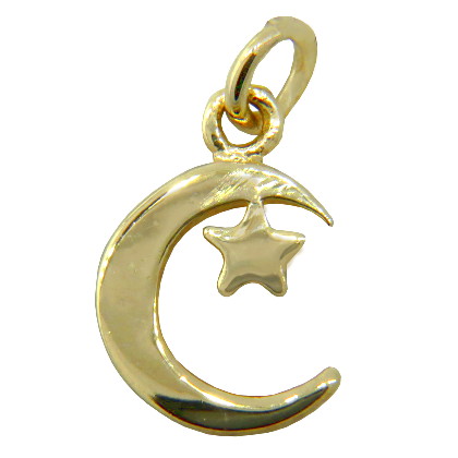 Colgante luna-estrella sin piedras platabella enchapado amarillo